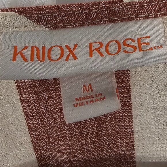 Knox Rose Red Cream Striped Wrap Midi Dress Cottagecore Boho Peasant M - Picture 9 of 11